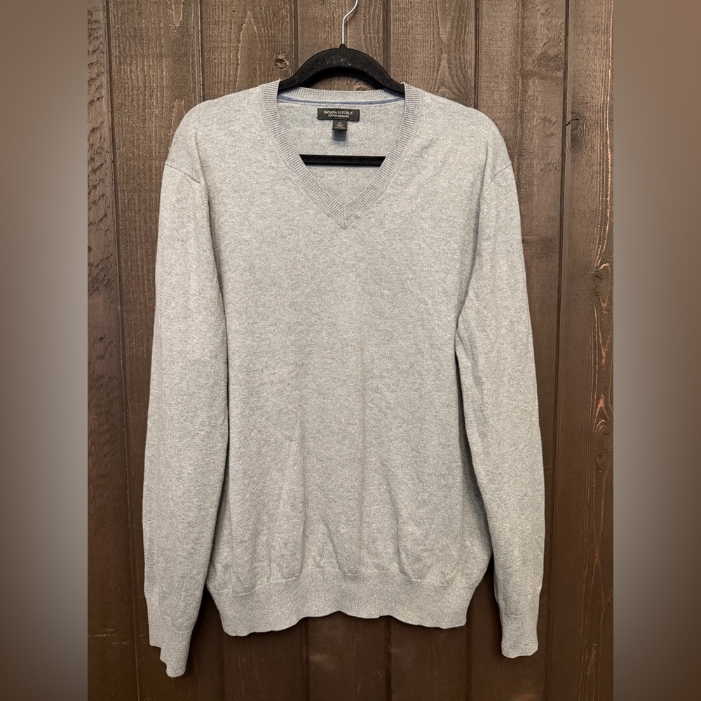 Banana Republic Men’s Cotton/Cashmere Gray Sweater Sz XL Work Travel Leisure EUC